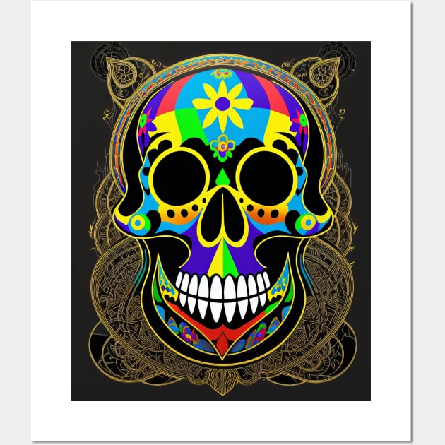 Skull colorful mandala art number 42 Wall Art by JMG Digital